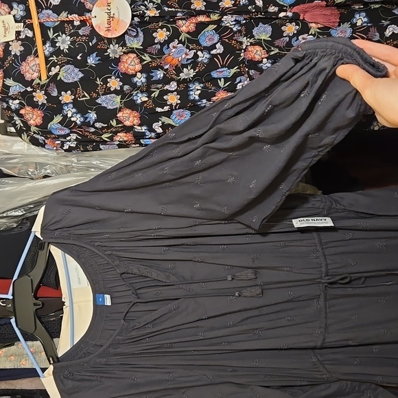 NWT Old Navy tassel ties tiered Embroidered Long Sleeve boho Midi Maxi Dress 3X - Picture 8 of 17